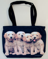 Große Einkaufstasche mit  4 Hundewelpen